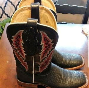 Tony Lama Bullhorn San Saba black Square Toe Boots